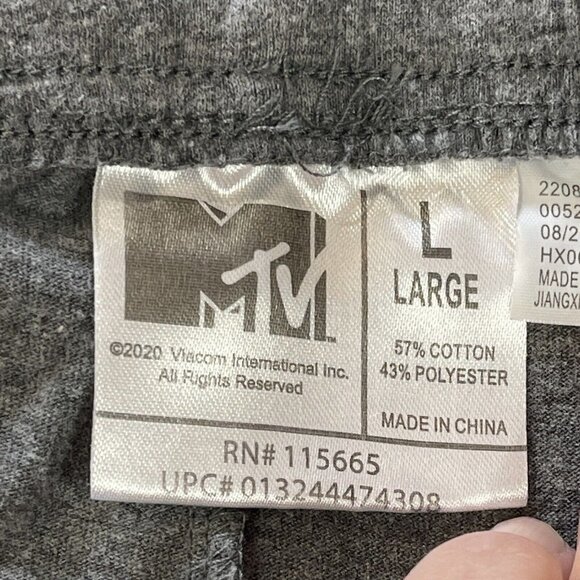 VIACOM MTV Grey Lounge Jogger PJ Pants Mens Large Color Block Logo 80s 90s Video - Picture 7 of 11